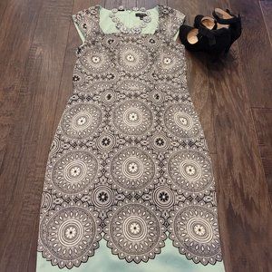 The Limited Black/White/Mint Green Mandala Design Dress Size 6 Tall